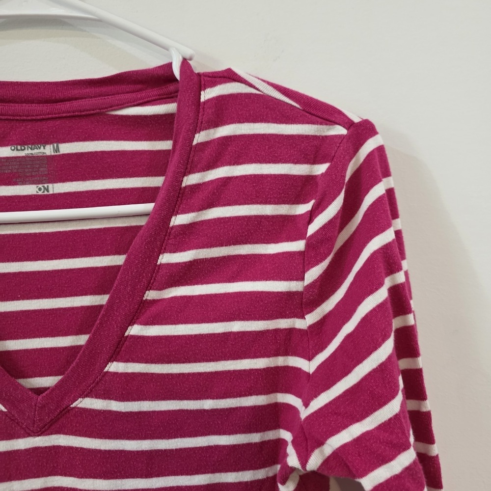 Vintage Y2K Old‎ Navy Womens Top Size Medium Striped Preppy 90S Colorful Pink - Picture 3 of 6